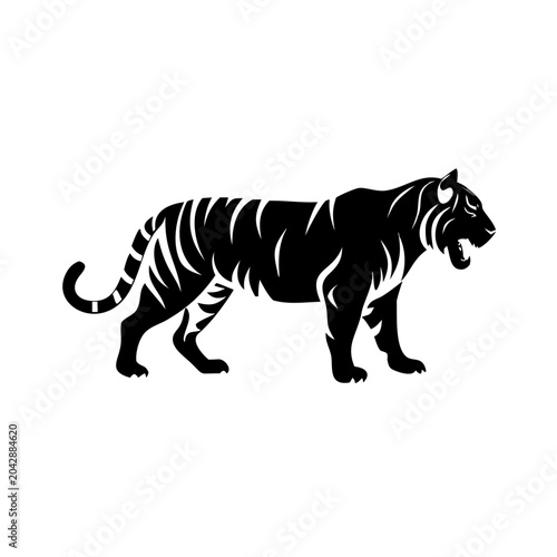 tiger icon silhouette illustration for wildlife and nature design