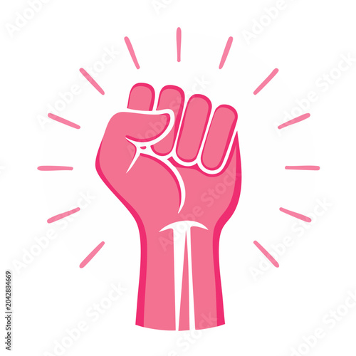 Pink Fist Raised in Protest or Solidarity
