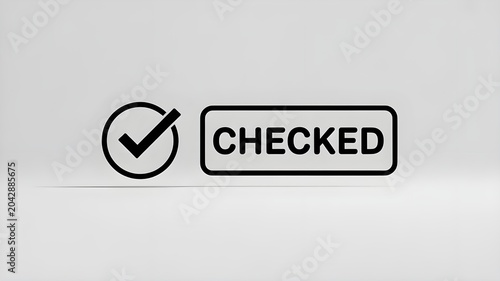 Black checked mark and checked text on light gray background