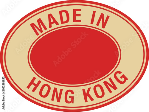 Photography Red Made in Hong Kong Stamp Label Isolated on White Background