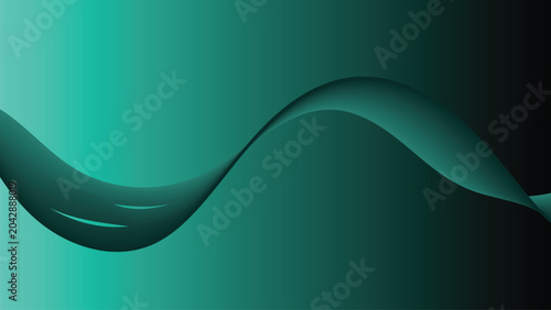 Canvastavla Abstract teal wave background with glossy fluid curves dark gradient modern f