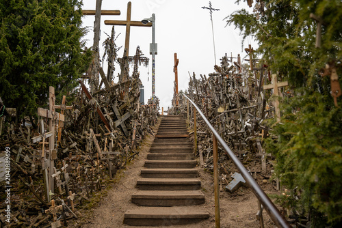 Εκτύπωση καμβά Stairs to Hill of Holy Crosses Lithuania Morning Fog
