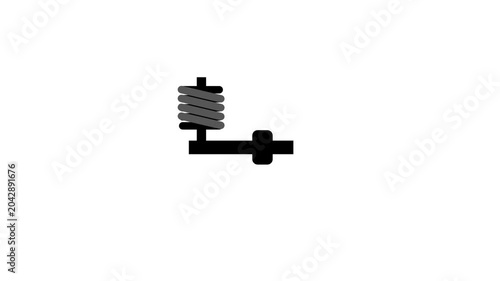 A coil spring attached to a horizontal axle rod, representing a compact mechanical suspension or dampening system used in automotive engineering