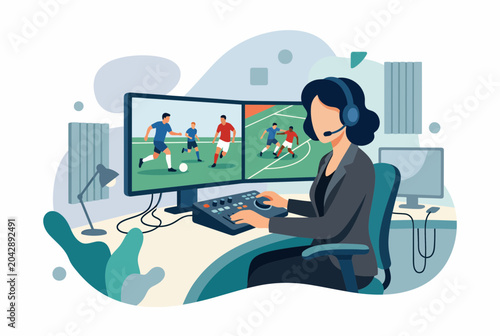 Football Performance Analyst Reviewing Soccer Match Data Analytics