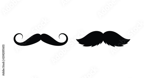 two mustache styles in black silhouette facial hair curls straight contrast graphic design icon simple minimalist