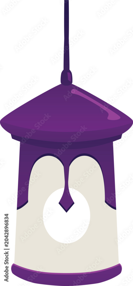 Obraz premium A hanging oriental lantern with a purple body and traditional carved pattern.