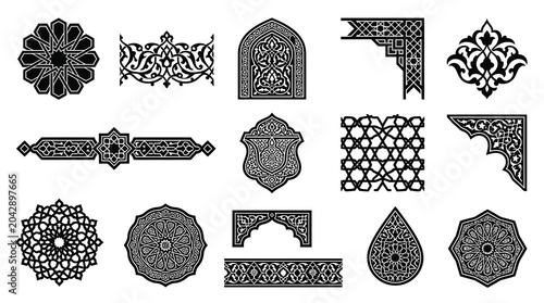 Islamic Geometric Patterns and Arabesques Vector Designs for Architecture and Decoration