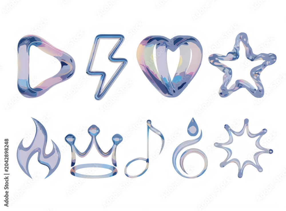 Obraz premium Set of cute pixel art icons including heart star crown and lightning bolt in a retro 8 bit gaming style