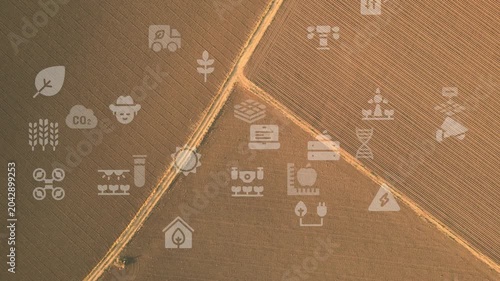 agriculture smart farming technology - industry 4.0.Concept of Harvesting and Planting with Technology and smart farming. . High quality 4k footage