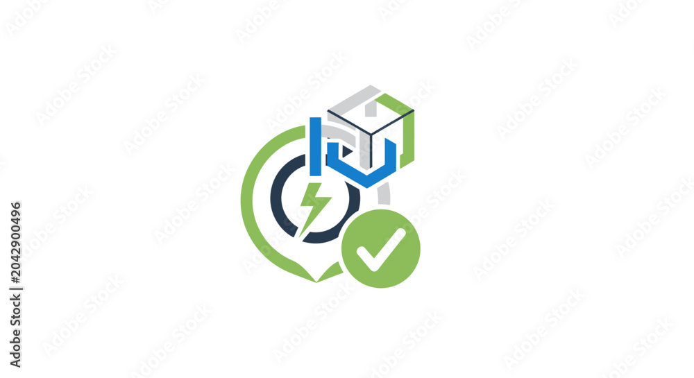 Fototapeta premium A modern abstract icon representing digital technology and verified data security