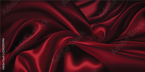 A luxurious red abstract background loop featuring smooth flowing waves of silk and satin fabric with a soft velvet texture for an elegant motion wallpaper design