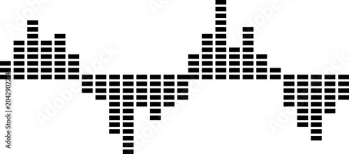 Black audio sound wave equalizer digital bars isolated on transparent background