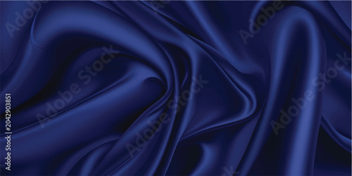 Foto Deep blue satin fabric draped in soft folds