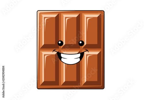 Bild auf Leinwand Smiling Cartoon Chocolate Bar Character with Happy Face.