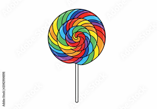 Obraz na plátně Vibrant Rainbow Swirl Lollipop Candy on a Stick.