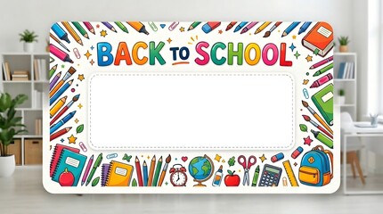 Back to school frame with school supplies illustration