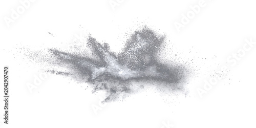 Fotografia Explosion gray powder cloud disintegration abstract.