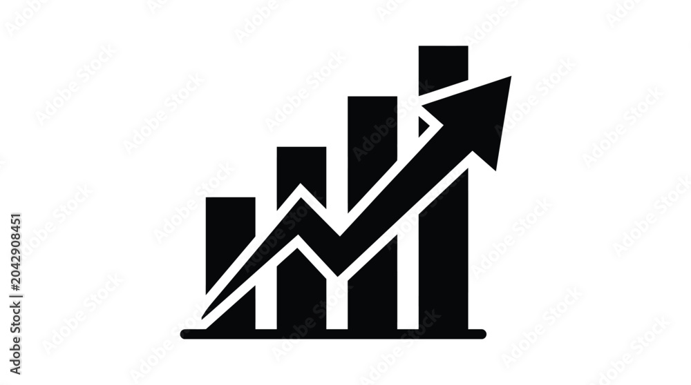 Fototapeta premium Business Growth, Financial Chart, Vector Graph Icon, Black Color
