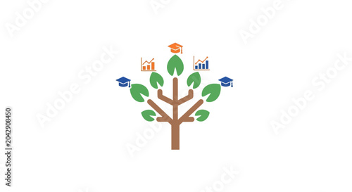 A stylized tree icon representing growth in education and financial success