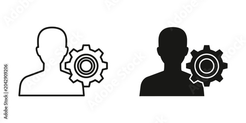 Quadro em tela User account settings gear icon set for profile management with settings managem
