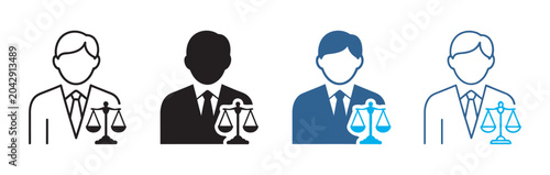 Tableau sur toile Lawyer Icon Set, Multiple Style Collection, Legal Justice and Court Attorney Sym