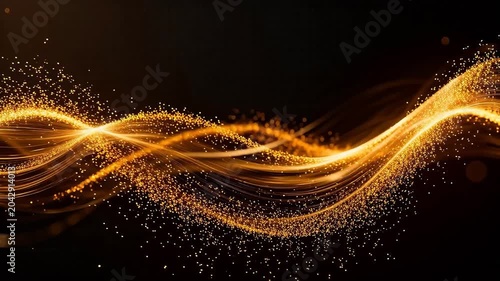 Golden flowing light particles