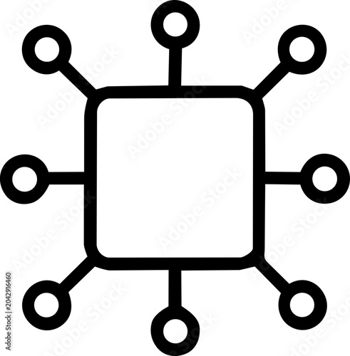 AI Chip Circuit Line Icon