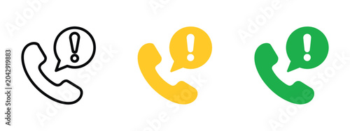 Obraz na plátně Emergency Call Icon with Phone Alert Symbol, Important Contact Sign and Support