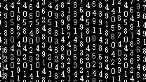 数字の羅列　サイバーやハッカーのような背景　シンプルな白黒