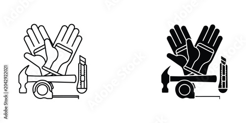 Fotografie Isolated hands pushing a hand truck with tools