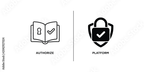 Canvas Print Authorize and platform security icons with checkmarks