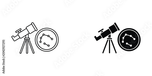 Fotografía Telescope illustrations comparing star cluster and nebula views