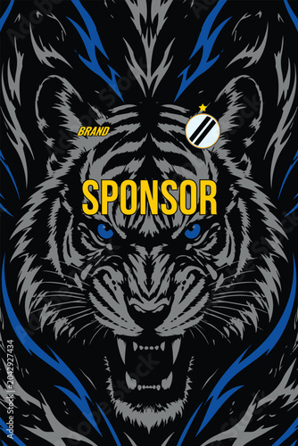 Fierce Tiger Head Esports Jersey Sublimation Design Background Vector