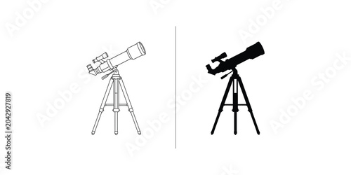 Simple telescope on tripod for astronomy observation