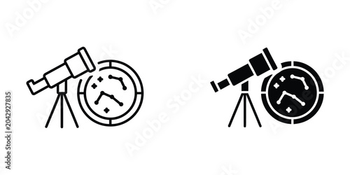 Tableau sur toile Two telescopes with starry night sky eyepiece views