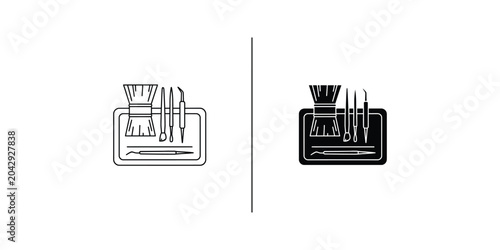 Minimalist makeup brush set in a case with two style variations