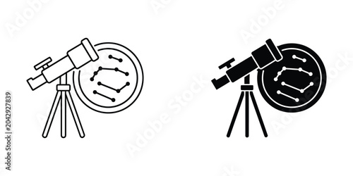 Photos Simple telescope and refractor telescope icons