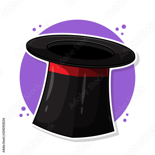 Black magician hat cartoon illustration vector isolated on white background with simple style concept design. Magic. Halloween