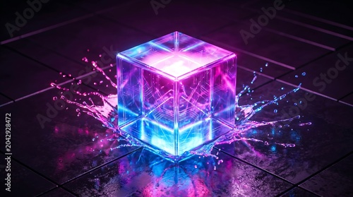 Futuristic technology concept background showcasing AI data processing, blockchain innovation, and digital transformation for modern corporate presentations.