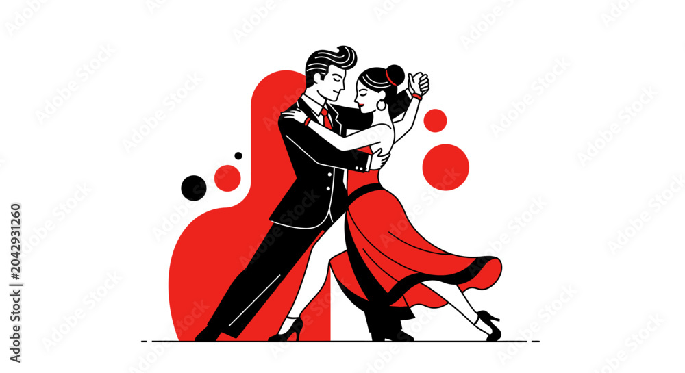 Obraz premium Elegant Couple Dancing Tango