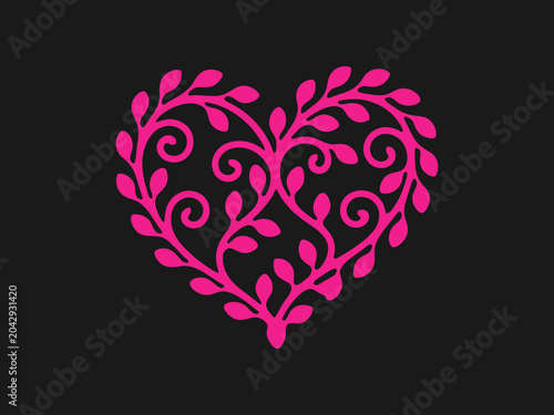 Pink Heart with Floral Pattern