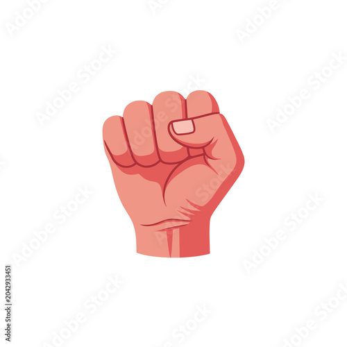Raised Fist Hand Gesture Symbol.