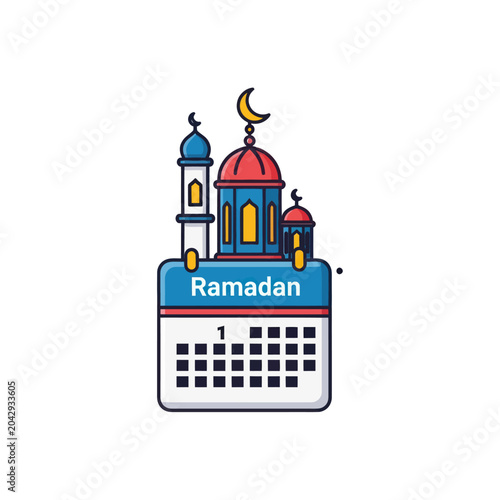 Ramadan mosque calendar icon design.