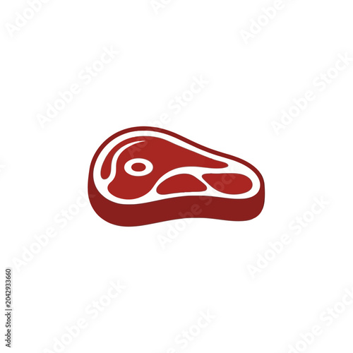 Raw Red Meat Cut Side View.