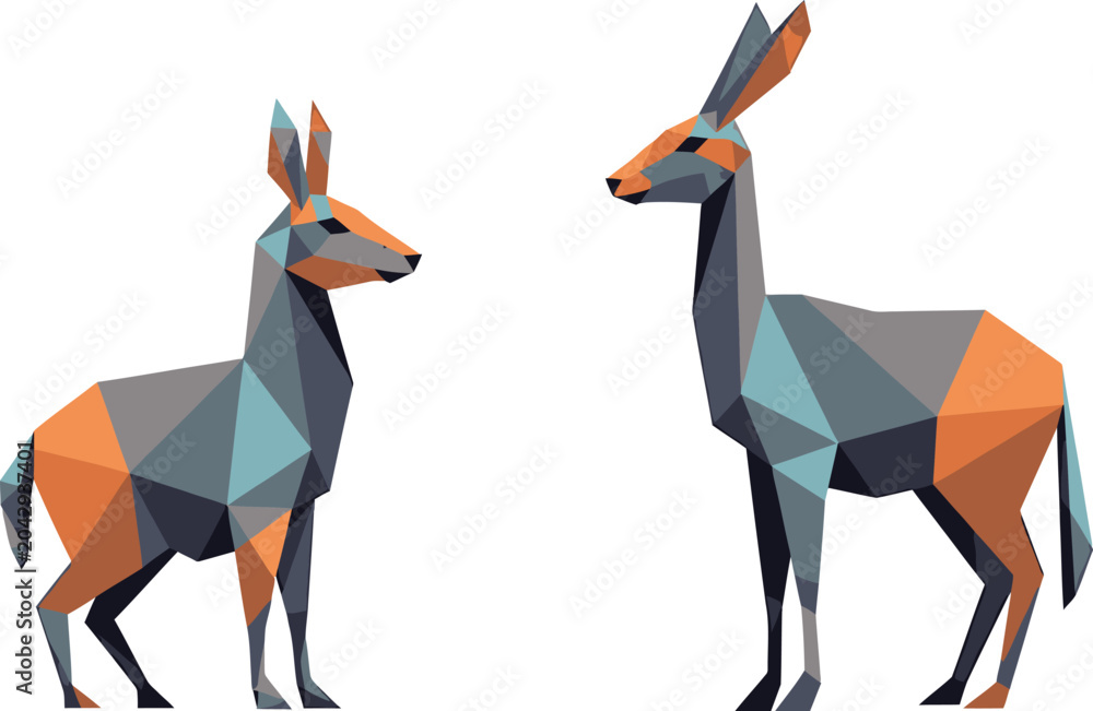 Obraz premium Geometric Deer Standing Isolated on White Background