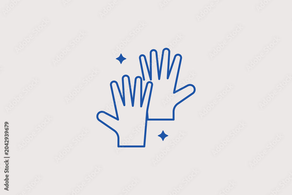 Fototapeta premium Protective latex gloves line icon for evidence handling for medical lab sanitation. Useful vector illustration for forensic safety procedures, biohazard protection, or hospital inventory.