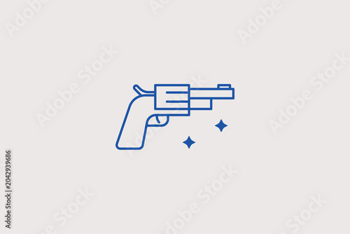 Bild auf Leinwand Revolver handgun weapon line icon for firearm ballistics for weapon registration systems