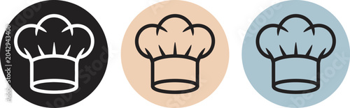 Φωτογραφία Chef hat icon set outline and solid style cooking toque icons isolated vector pack representing chefs, cooking expertise, food preparation and restaurant identity design elements