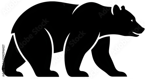 Black bear silhouette outline vector icon for wildlife design isolated on transparent background