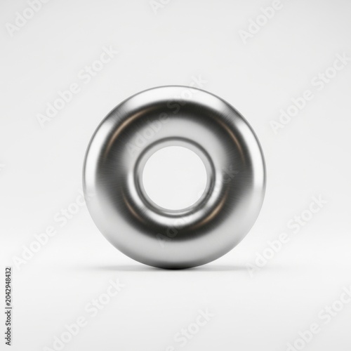 Polished metallic torus ring isolated on a plain white background